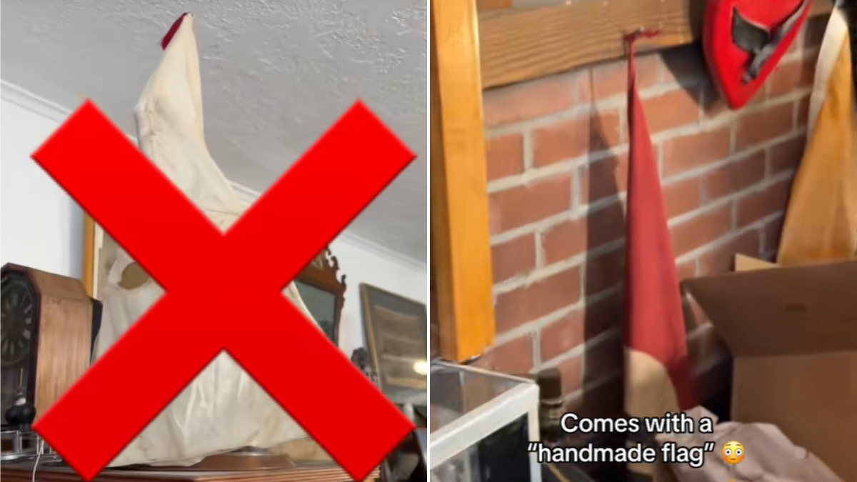 The KKK hood and flag Liam McNamara came across. 