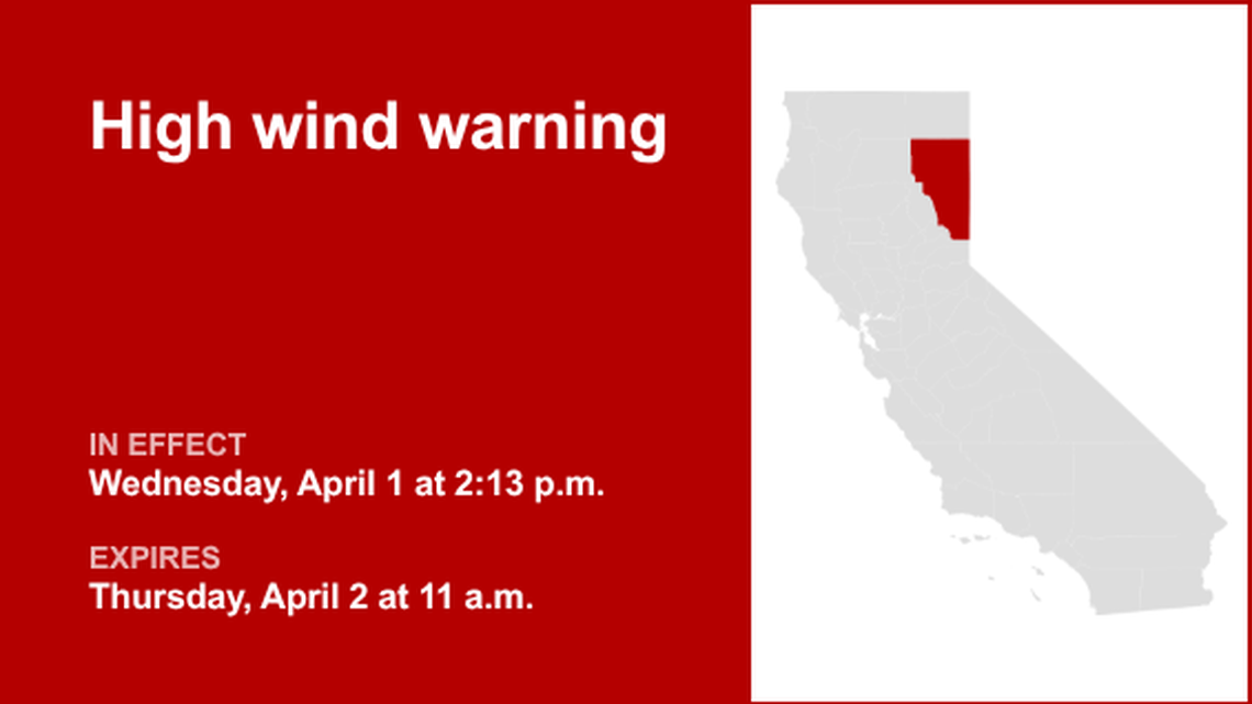 High wind warning issued for Lassen-Eastern Plumas-Eastern Sierra counties until Thursday midday 