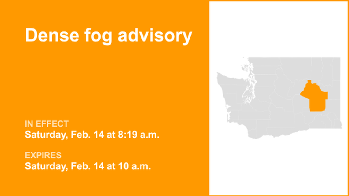 Dense fog advisory issued for Upper Columbia Basin Saturday morning, says the NWS 