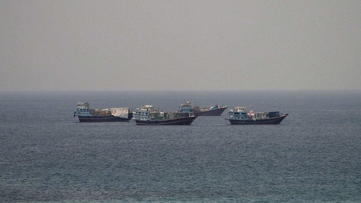 Vessels at the Strait of Hormuz, as seen from Musandam, Oman, July 1, 2026. REUTERS/Stringer