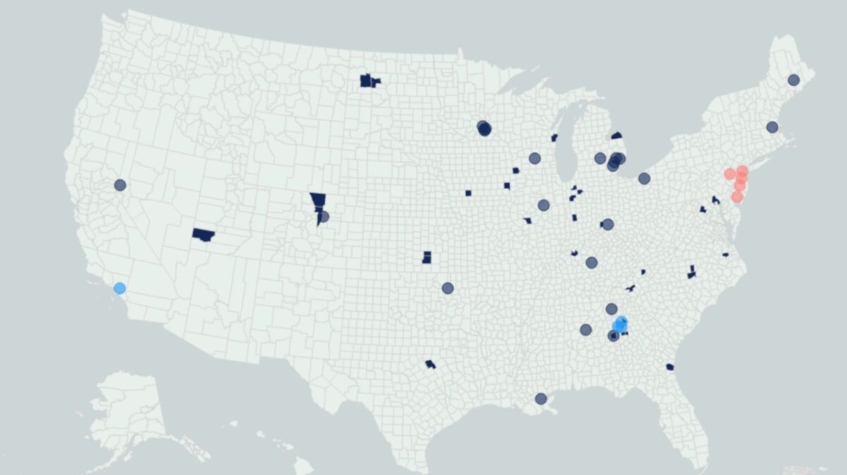 data center map. A map showing where data center bans could come in.