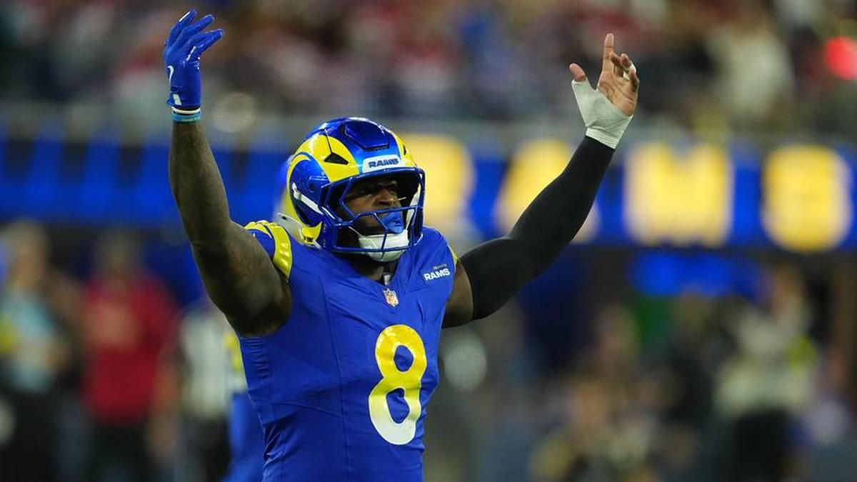  Rams linebacker Jared Verse was traded to the Browns as part of the Myles Garrett deal. | Kirby Lee-Imagn Images 