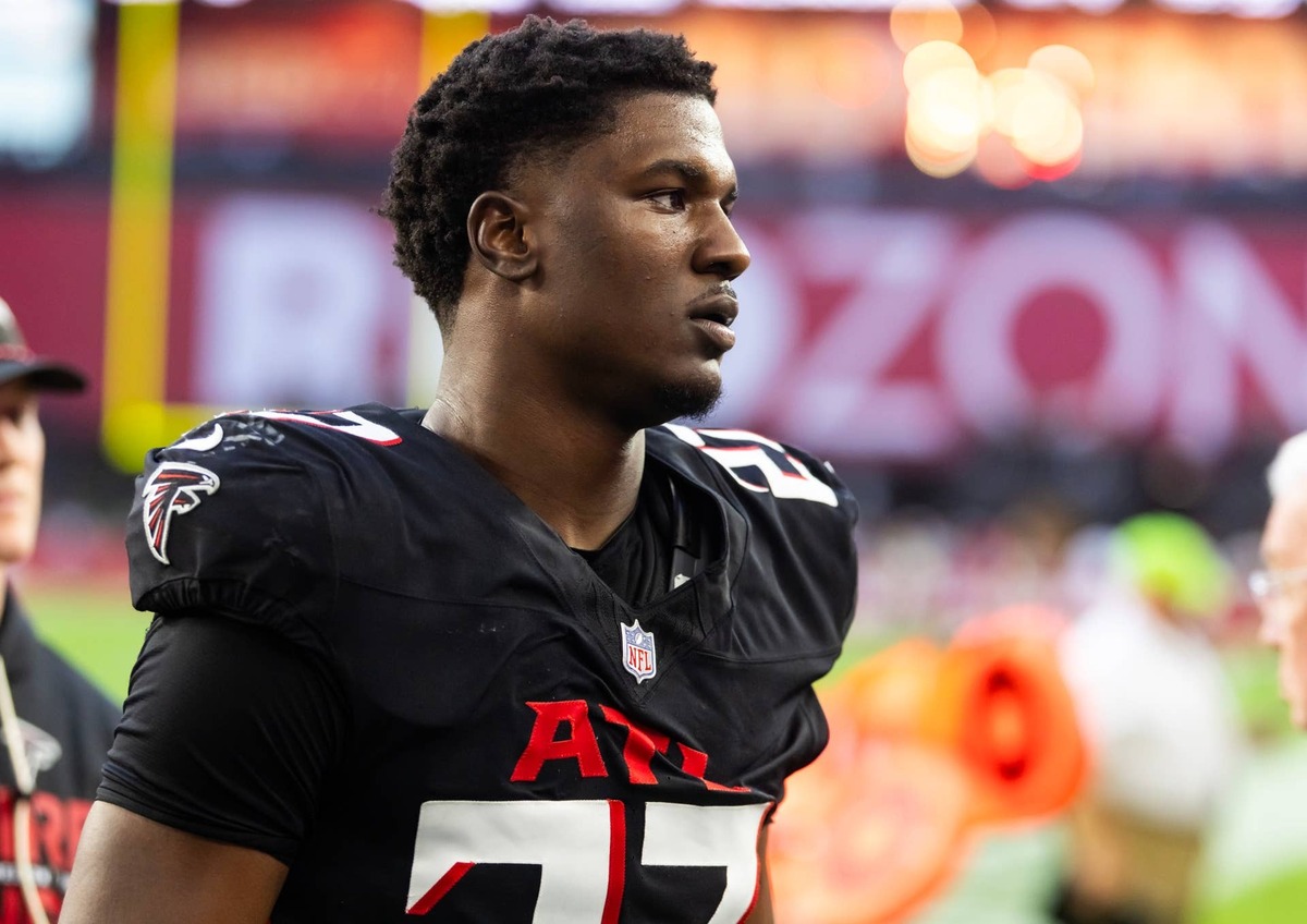  Atlanta Falcons linebacker James Pearce Jr. (Credit: Mark J. Rebilas-Imagn Images)