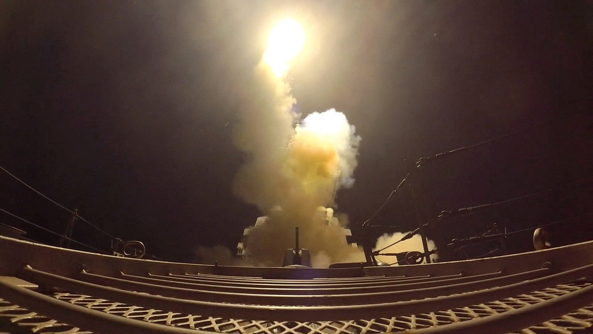 A projectile is fired during what the U.S. Central Command (CENTCOM) said were strikes on Iran, in this screen grab taken from a handout video released on July 12, 2026.