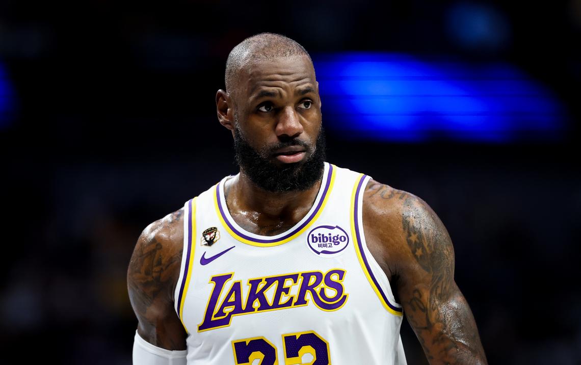  Los Angeles Lakers forward LeBron James reacts during a game. Kevin Jairaj-Imagn Images