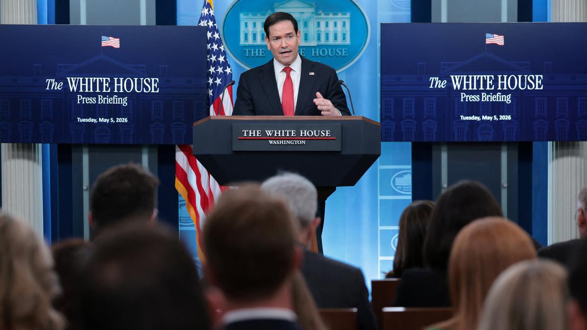 U.S. Secretary of State Marco Rubio speaks during a press briefing in the James S. Brady Press Briefing Room at the White House in Washington, D.C., U.S., May 5, 2026. REUTERS/Kylie Cooper