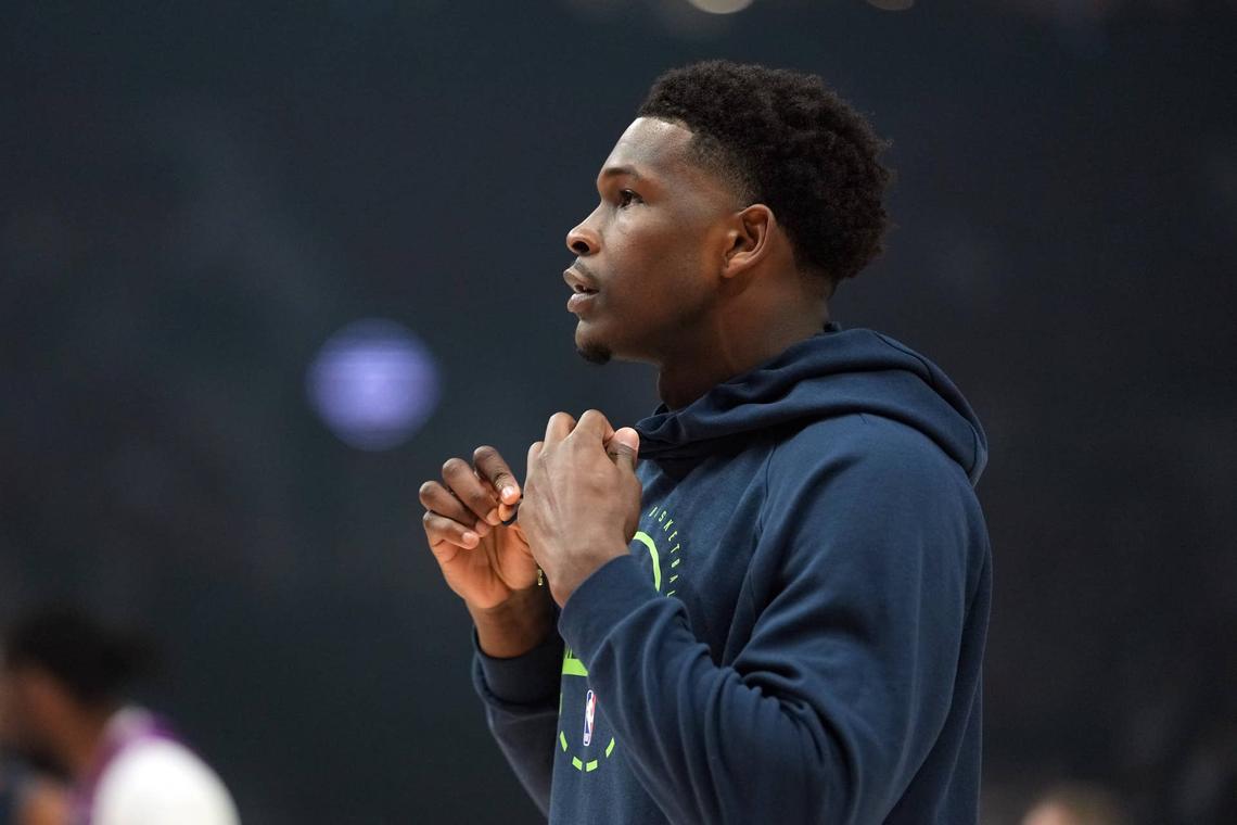  Minnesota Timberwolves guard Anthony Edwards (5) © Soobum Im-Imagn Images