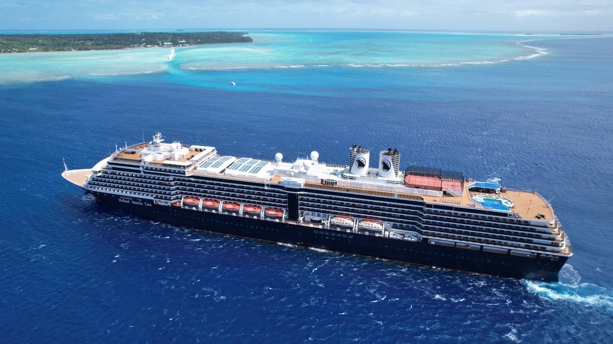 Holland America Line's Zuiderdam cruise ship sails in the Caribbean. 