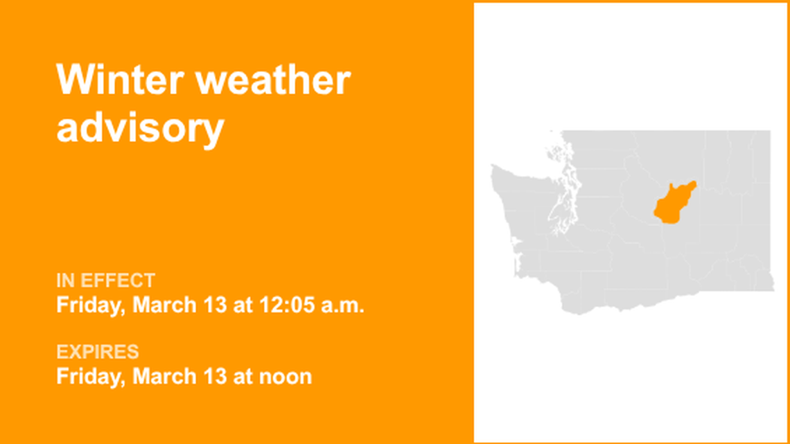 UPDATE: The current winter weather advisory for Eastern Washington will be expiring at midnight 