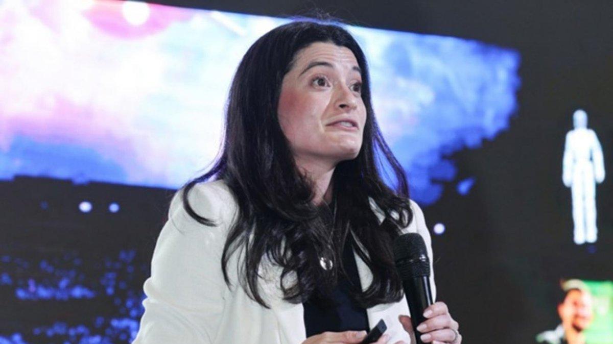 Madison Huang, a senior director at Nvidia Corp. and the daughter of the US semiconductor giant's chief Jensen Huang, gives a lecture at Seoul National University, in Seoul, South Korea, 28 April 2026. Photo by YONHAP / EPA