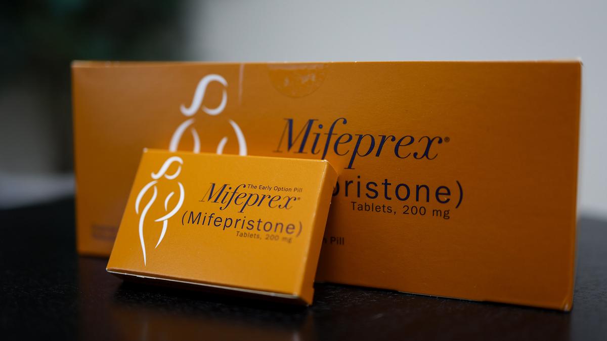 Packages of Mifepristone tablets are displayed at a family planning clinic on April 13, 2023, in Rockville, Maryland. (Photo illustration by Anna Moneymaker/Getty Images/TNS)