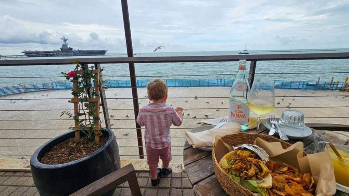  My son watching the birds after lunch at Elizabeth's Photo credit: Phylicia Stitzel 