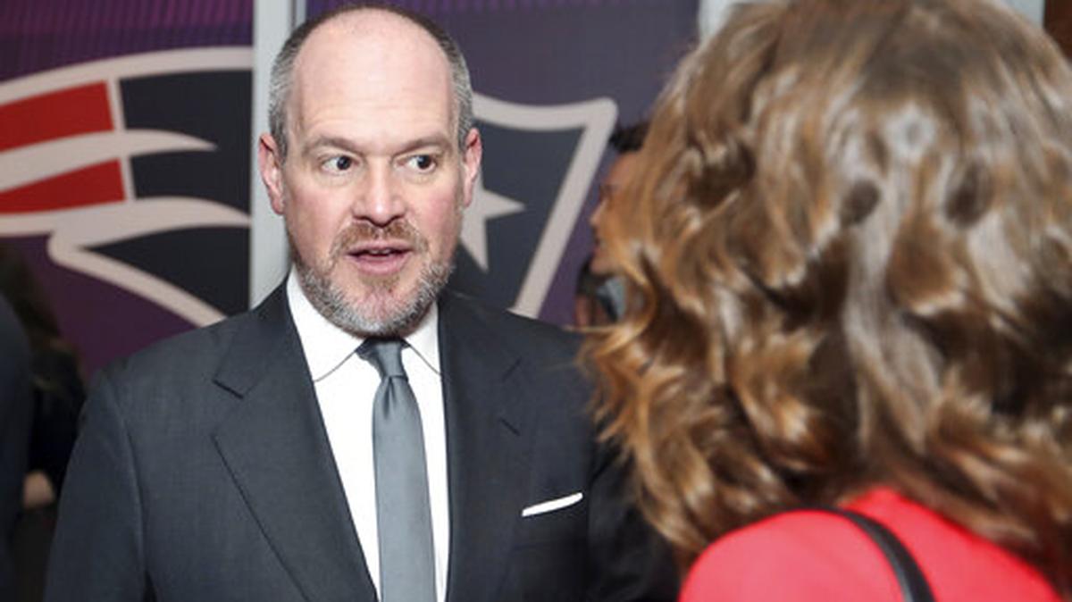 FILE - In this Feb. 2, 2018 file photo Rich Eisen talks to guests at the NFLN Super Bowl LII media party in Minneapolis. Eisen’s weekday talk show will have a new home for the next two months. NBC Sports Network announced on Wednesday, April 8, 2020 that “The Rich Eisen Show” will air on the channel beginning Monday at 1 p.m. ET. That will be the last two hours of the show, which begins at noon on a network of national radio affiliates, including Sirius/XM, as well as on PodcastOne.