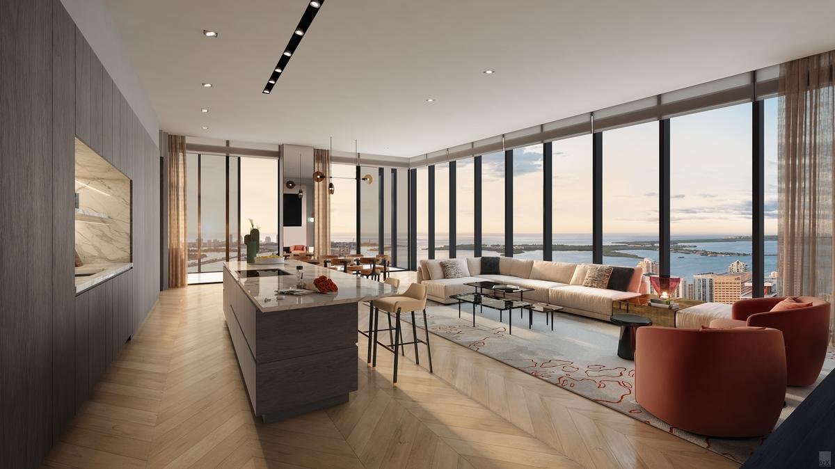  Floor-to-ceiling windows are planned throughout the tower's residential units. 