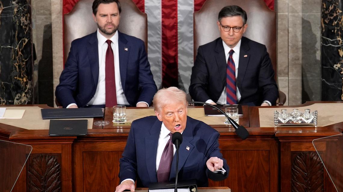 U.S. President Donald Trump addresses a joint session of Congress on Capitol Hill in Washington, D.C., on Tuesday, March 4, 2025.