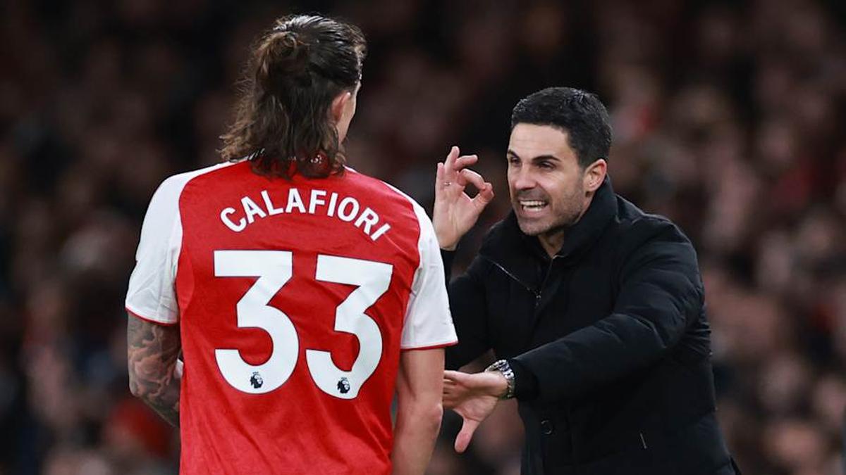  Riccardo Calafiori (left) has been one of Mikel Arteta's star players. | Marc Atkins/Getty Images 