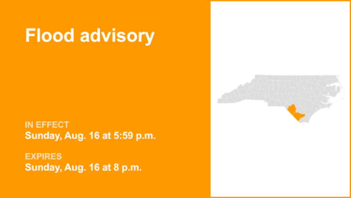 UPDATE: Flood advisory active for Columbus and Robeson counties Sunday evening 