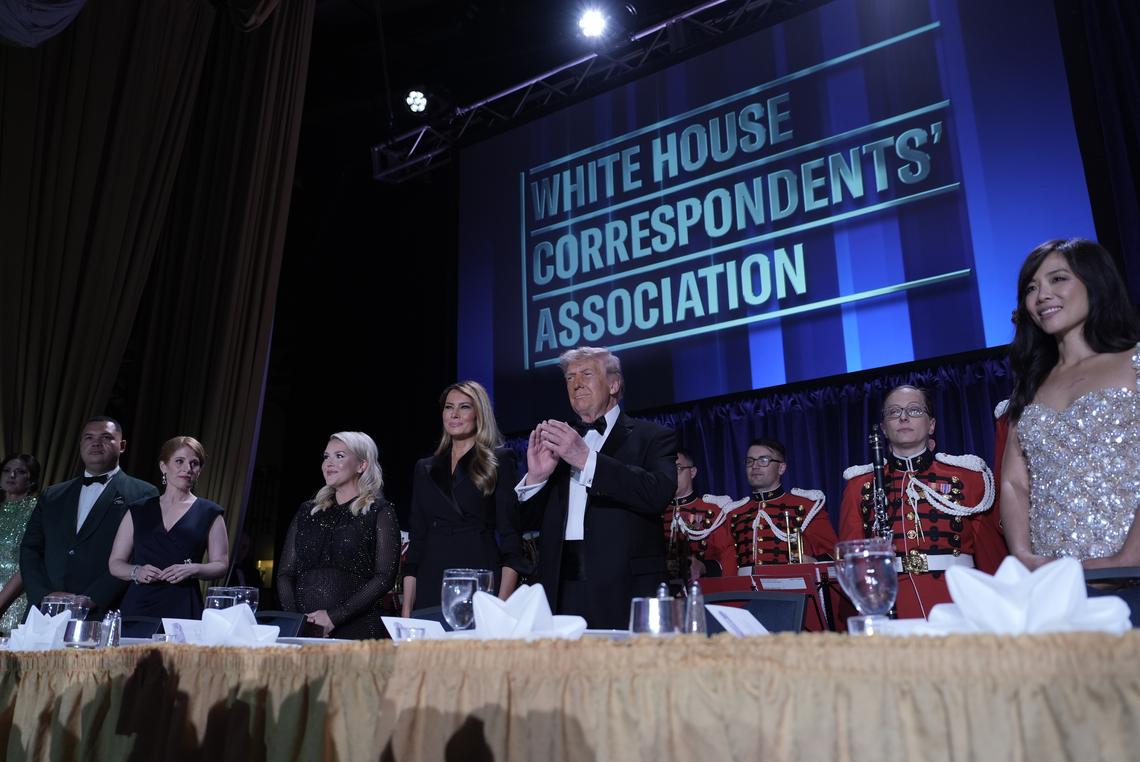 President Donald Trump and first lady Melania Trump attend the annual White House Correspondents Dinner at the Washington Hilton, in Washington on Saturday, April 25, 2026. (Salwan Georges/The New York Times)