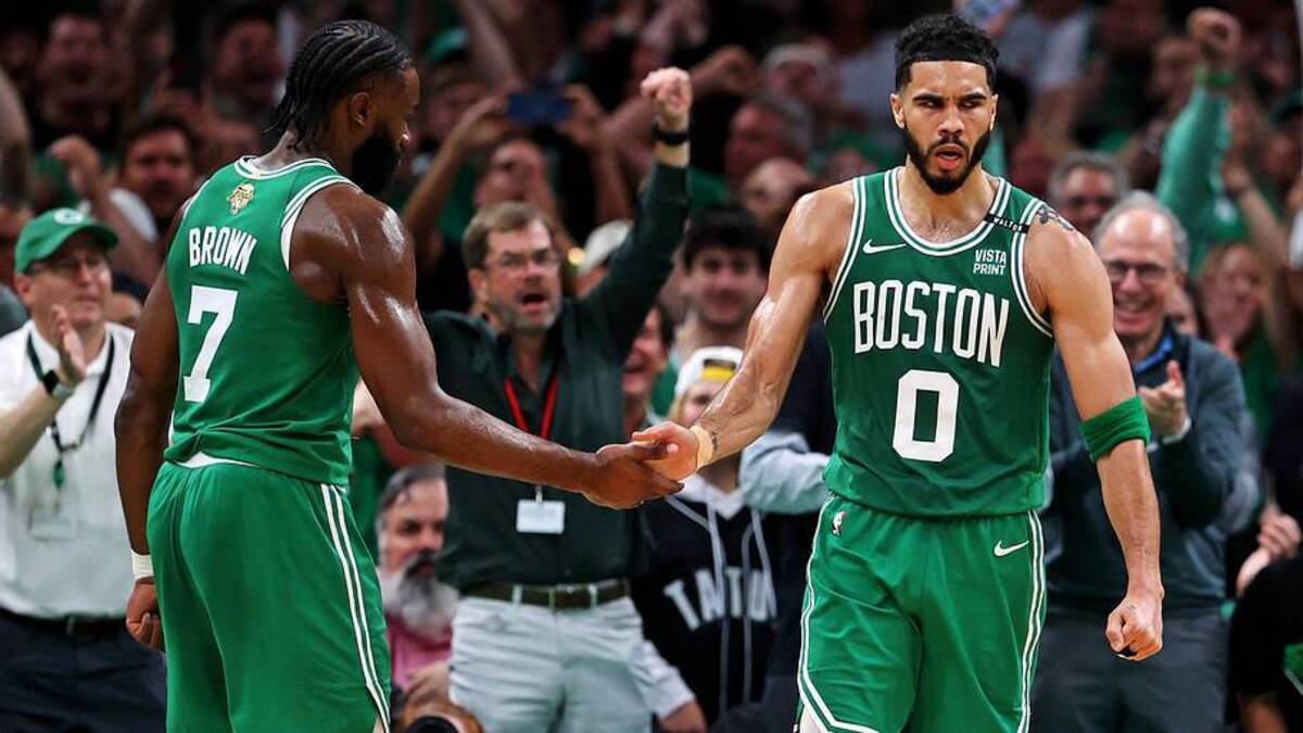  Jayson Tatum and Jaylen Brown won their first NBA title in 2024. | Peter Casey-Imagn Images 