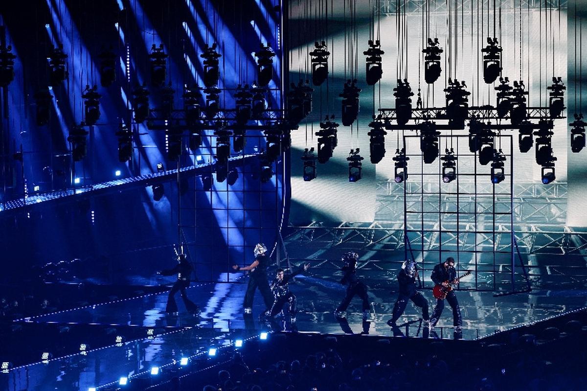 COSMO, representing Austria, performs "Tanzschein" during the dress rehearsal 2 of the Grand Final of the 2026 Eurovision Song Contest, in Vienna, Austria, May 15, 2026. REUTERS/Lisa Leutner
