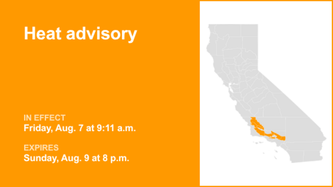 Heat advisory active for Southern California until Sunday evening 