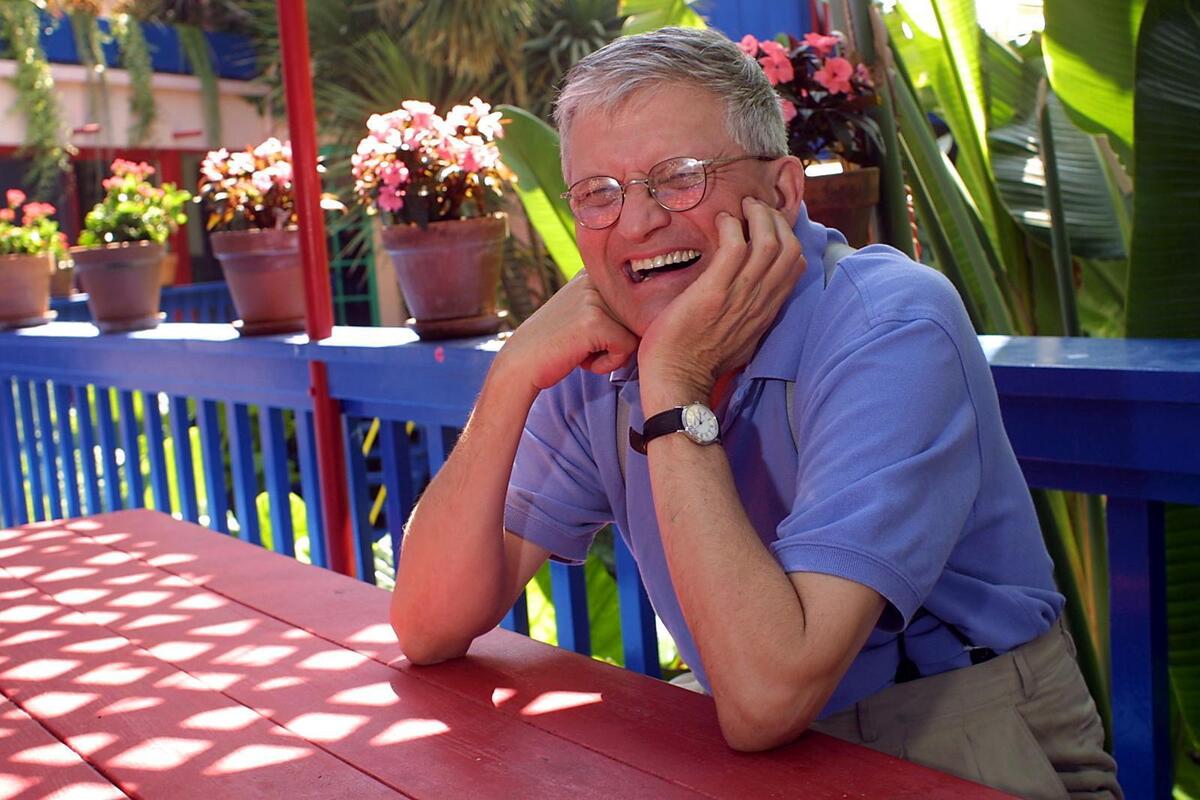 FILE -- The celebrated artist David Hockney, interviewed in Los Angeles on Aug. 14, 2001. Hockney, whose colorful figurative paintings were both conservative and iconoclastic, defying the dominant abstract schools of the mid-20th century, died at home in London on June 11, 2026. He was 88. (Monica Almeida/The New York Times)