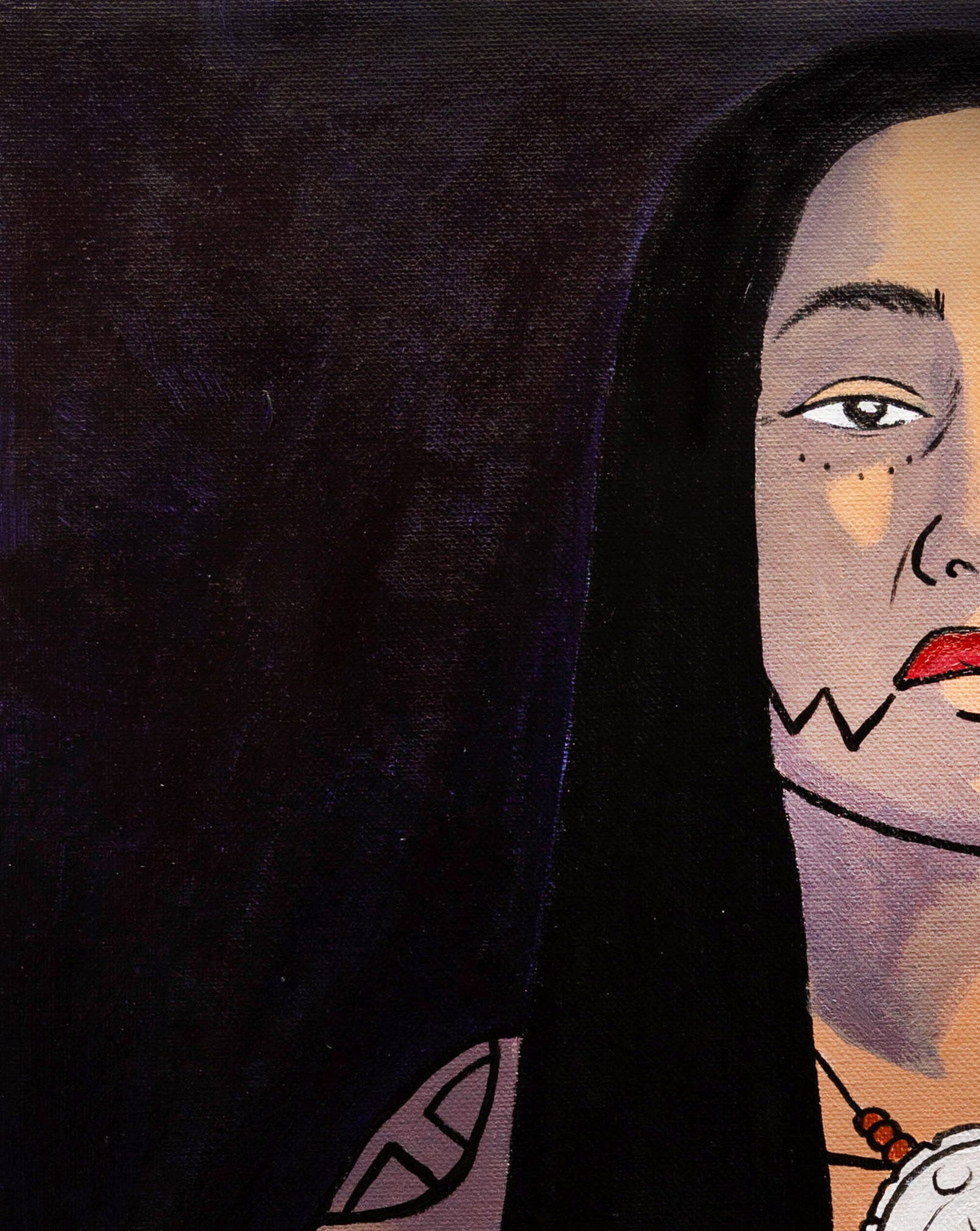 Keli Gonzalez painted "Kattehua Reimagined" in acrylic for the exhibit "'Unrelenting: Cherokee People and the American Revolution" at The Museum of the Cherokee People.