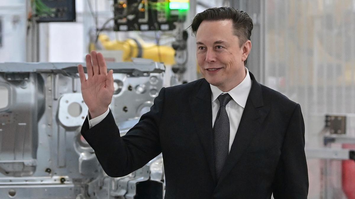 Elon Musk at a Tesla factory in Gruenheide, Germany, on March 22.