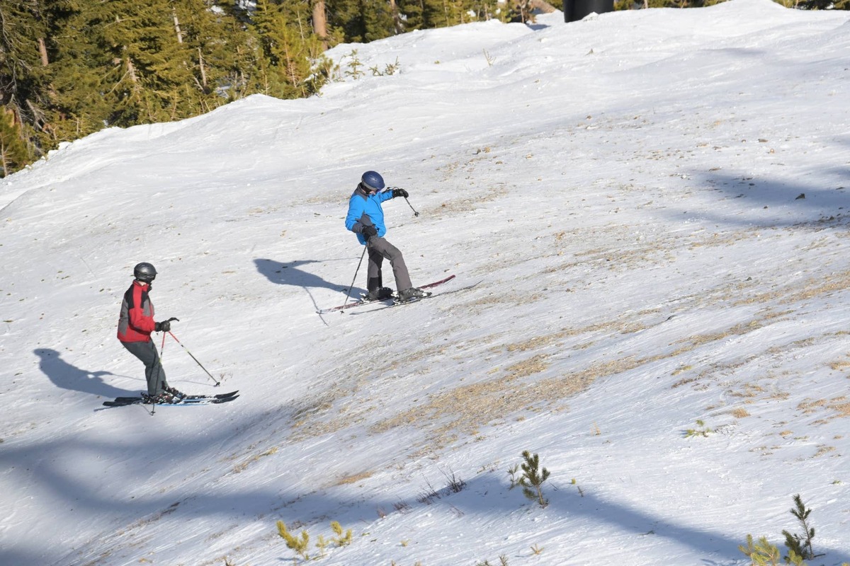  Skiers on a rocky slope at Breckenridge, Colorado, January, 2026.