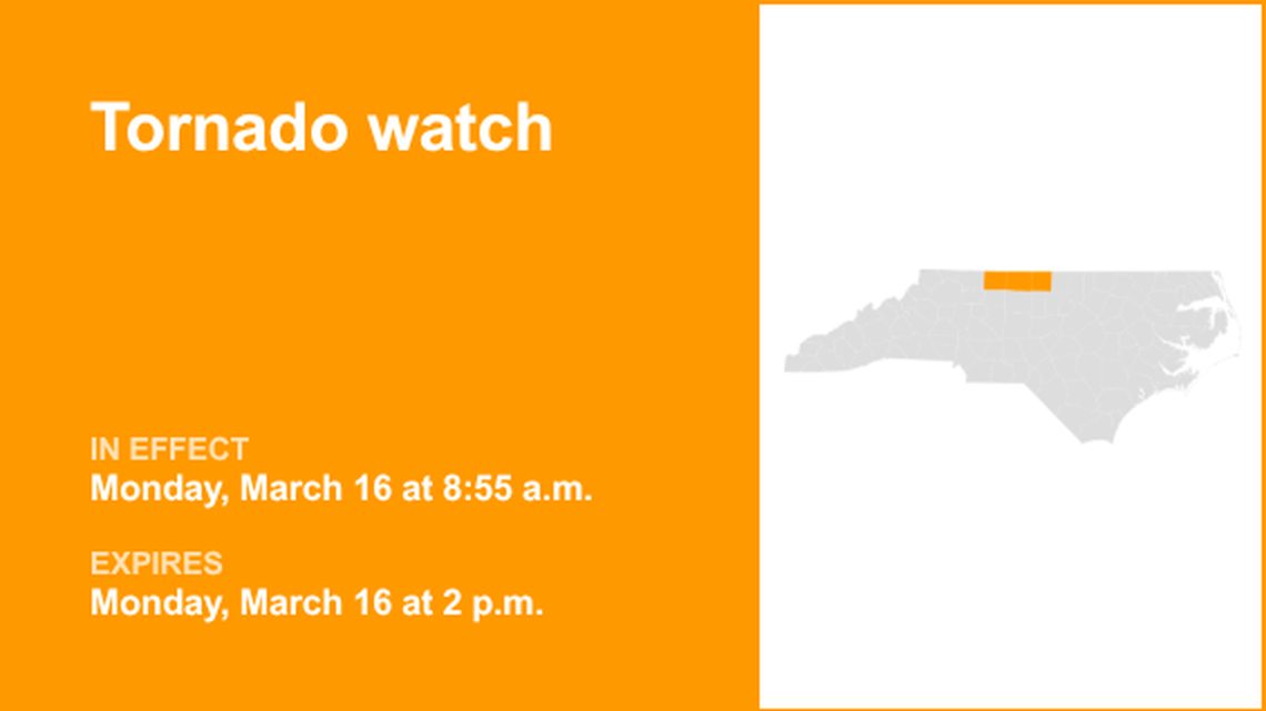 UPDATE: Tornado watch issued for Northwest Piedmont Monday afternoon 