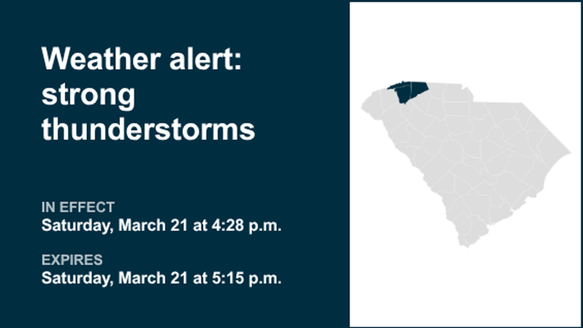 UPDATE: Thunderstorms with pea-sized hail in Upstate SC Saturday - gusts up to 40 mph 