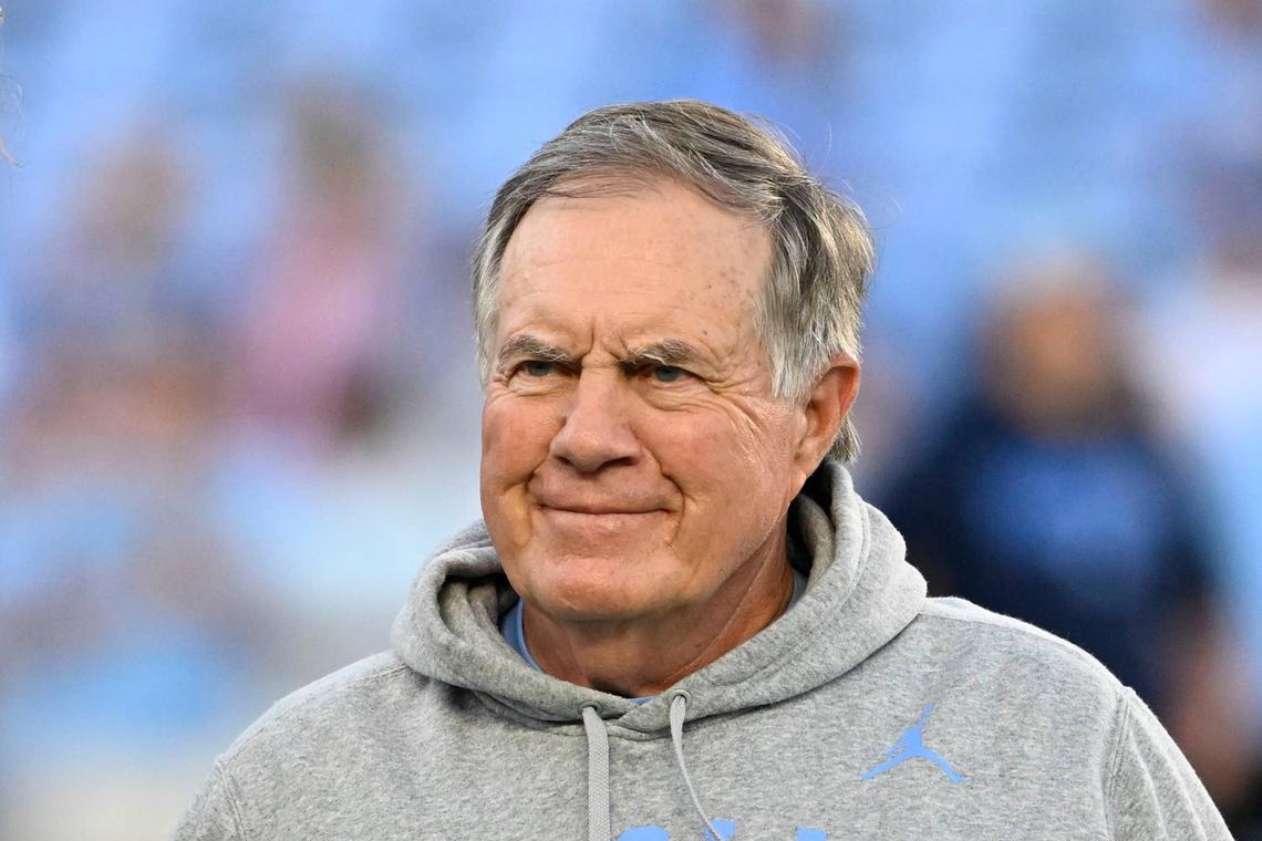  Sep 1, 2025; Chapel Hill, North Carolina, USA; North Carolina Tar Heels head coach Bill Belichick on the field before the game at Kenan Stadium. Mandatory Credit: Bob Donnan-Imagn Images 