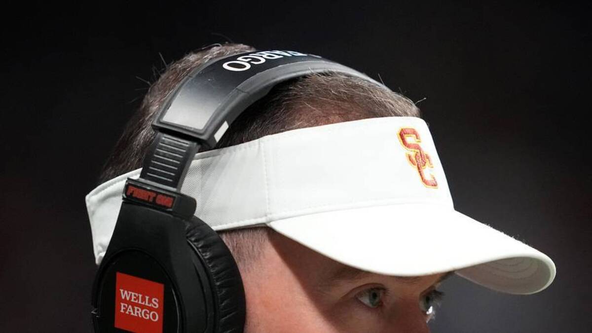  Dec 30, 2025; San Antonio, TX, USA; Southern California Trojans head coach Lincoln Riley watches in the first half against the TCU Horned Frogs during the Alamo Bowl at Alamodome. Mandatory Credit: Kirby Lee-Imagn Images | Kirby Lee-Imagn Images 