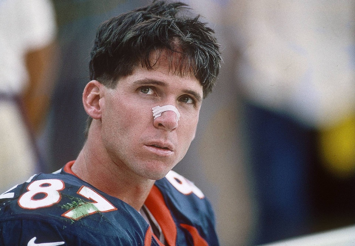  Denver Broncos receiver Ed McCaffrey on the sidelines against the Kansas City Chiefs at Mile High Stadium. Peter Brouillet-USA TODAY NETWORK