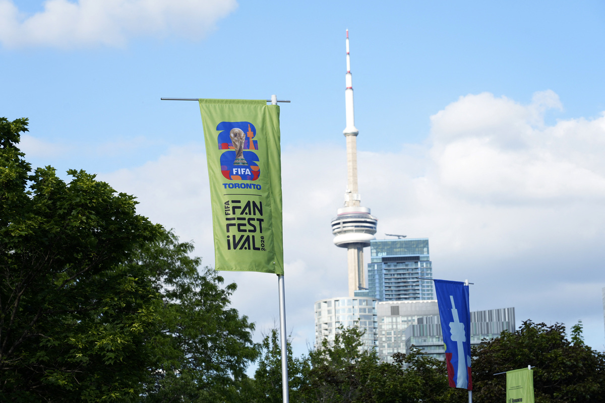 Soccer Football - FIFA World Cup 2026 - Countdown Concert - Toronto, Canada - June 10, 2026 General view of signs outside the stadium ahead of the countdown concert IMAGN IMAGES via Reuters/John E Sokolowski