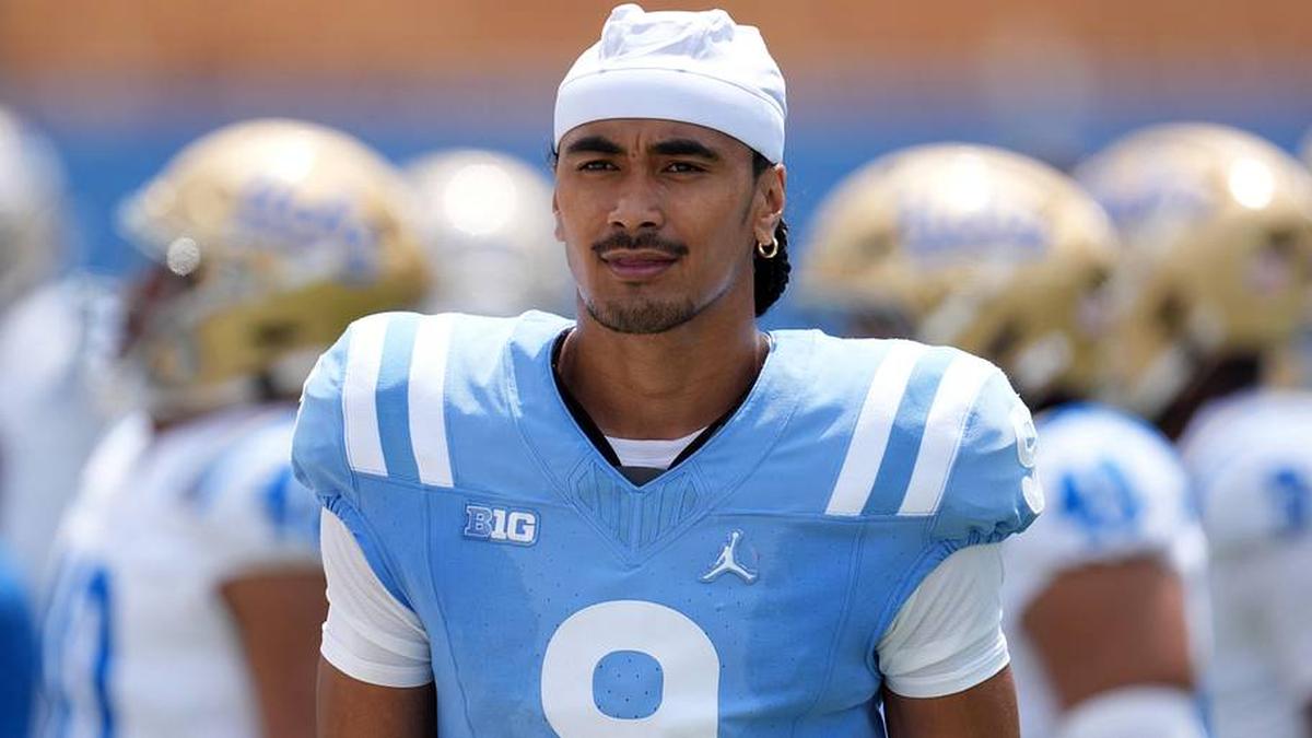  May 2, 2026; Pasadena, CA, USA; UCLA Bruins quarterback Nico Iamaleava (9) reacts during the spring game at Rose Bowl. Mandatory Credit: Kirby Lee-Imagn Images | Kirby Lee-Imagn Images 