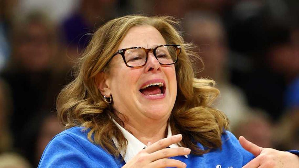  Apr 5, 2026; Phoenix, AZ, USA; UCLA Bruins head coach Cori Close against the South Carolina Gamecocks during the National Championship game of the women's 2026 NCAA Tournament at Mortgage Matchup Center. Mandatory Credit: Mark J. Rebilas-Imagn Images | Mark J. Rebilas-Imagn Images 