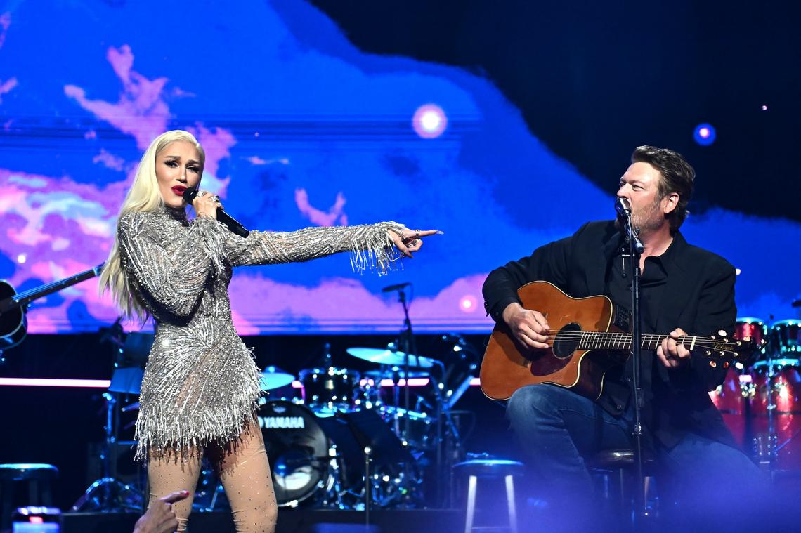 5. Record Music Together From 2016's "Go Ahead and Break My Heart" to 2025's "Hangin' On" (which appears on For Recreational Use Only, Blake's first full-length album in four years, which came out May 9), Gwen and Blake have now released seven duets together. "I love singing with him," she told The Guardian last year. "He's very humble and doesn't realize how good he is. There's something so attractive about that." Bryan Steffy/Getty Images for Keep Memory Alive