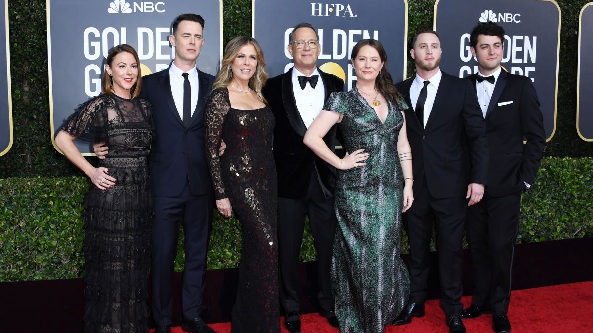 Samantha Bryant, Colin Hanks, Rita Wilson, Tom Hanks, Elizabeth Ann Hanks, Chet Hanks and Truman Theodore Hanks in 2020Getty