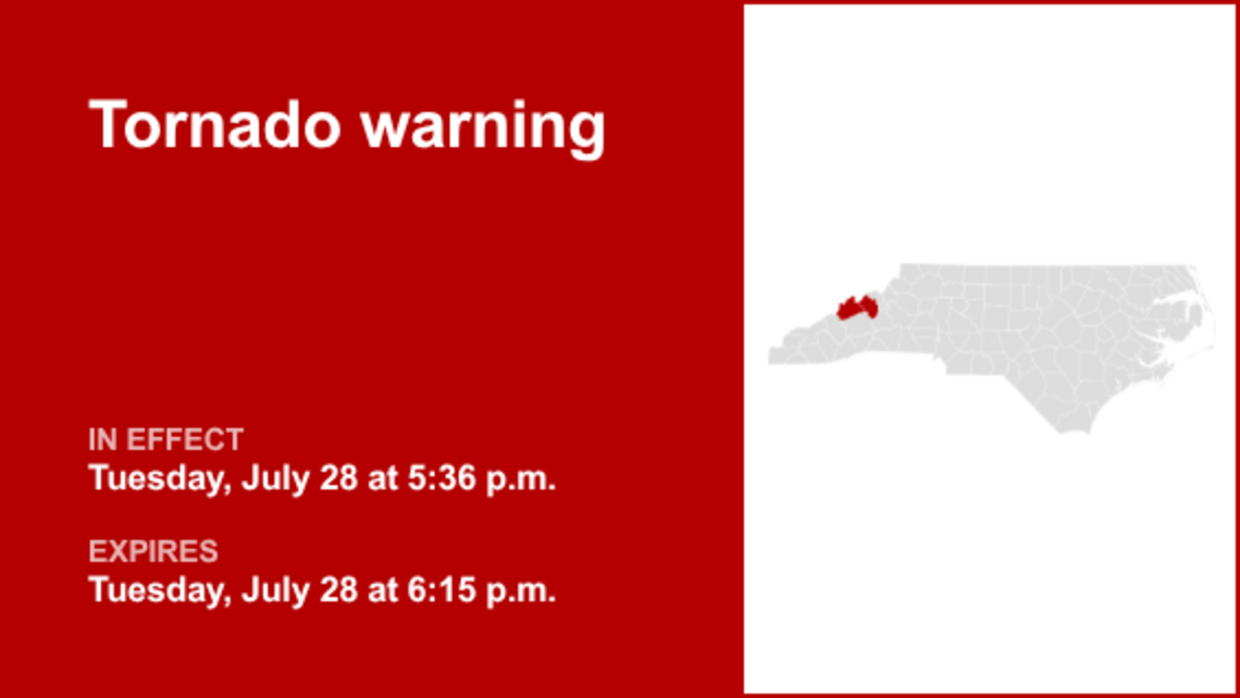UPDATE: Tornado warning previously issued for Buncombe County will expire at 7 p.m. 
