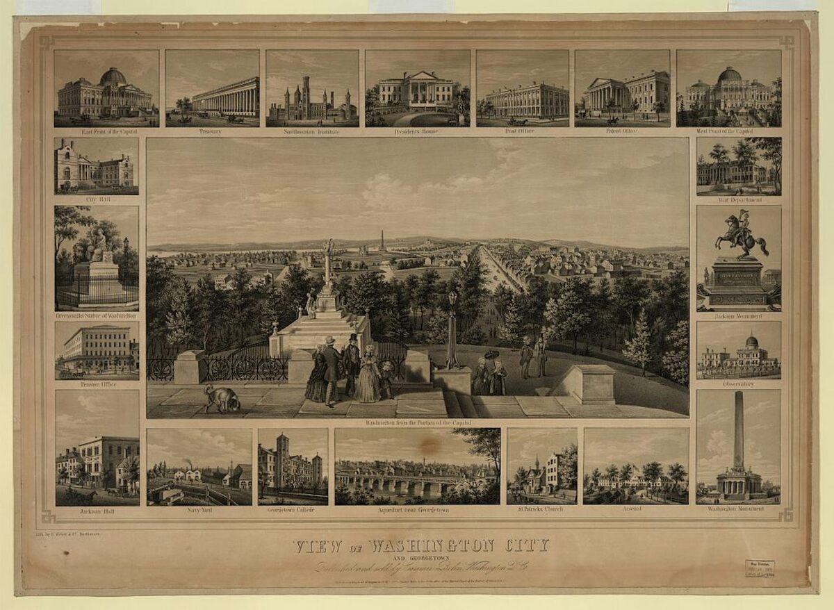  Twenty views of Washington, in a print from 1849. Library of Congress 