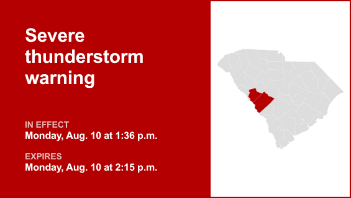 UPDATE: Severe thunderstorm warning previously issued will expire at 2:15 p.m. 