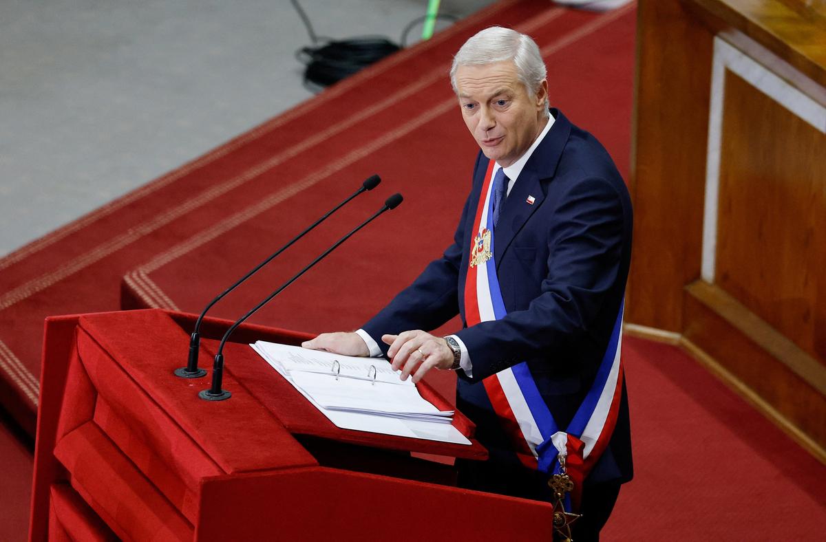 Chile's president Jose Antonio Kast delivers his first annual speech to the nation, at the Congress, in Valparaiso, Chile, June 1, 2026. REUTERS/Rodrigo Garrido