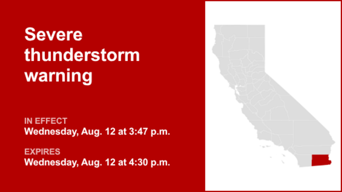 UPDATE: Thunderstorms with penny-sized hail in Imperial County 