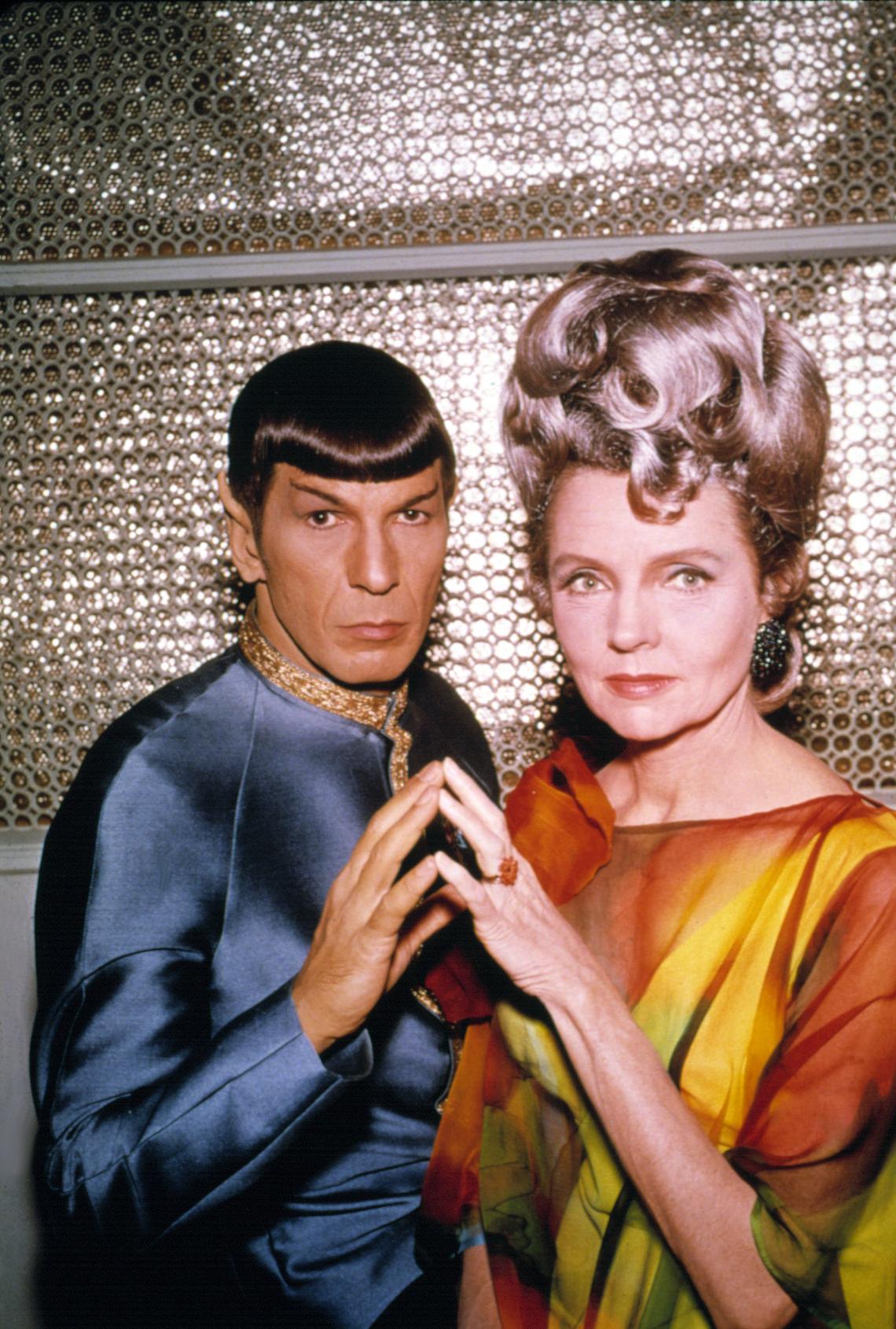 STAR TREK, 1966-69, Ep#44–“Journey To Babel”, Leonard Nimoy (as Spock), and Jane Wyatt (as Amanda, Spock’s human mother)–11/17/67.Paramount/Courtesy: Everett Collection.