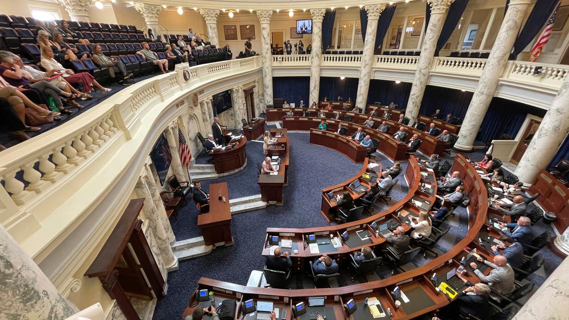 FILE - The Idaho House of Representatives meet for a special session at the Statehouse in Boise, Idaho, on Sept. 1, 2022. (AP Photo/Keith Ridler, File)