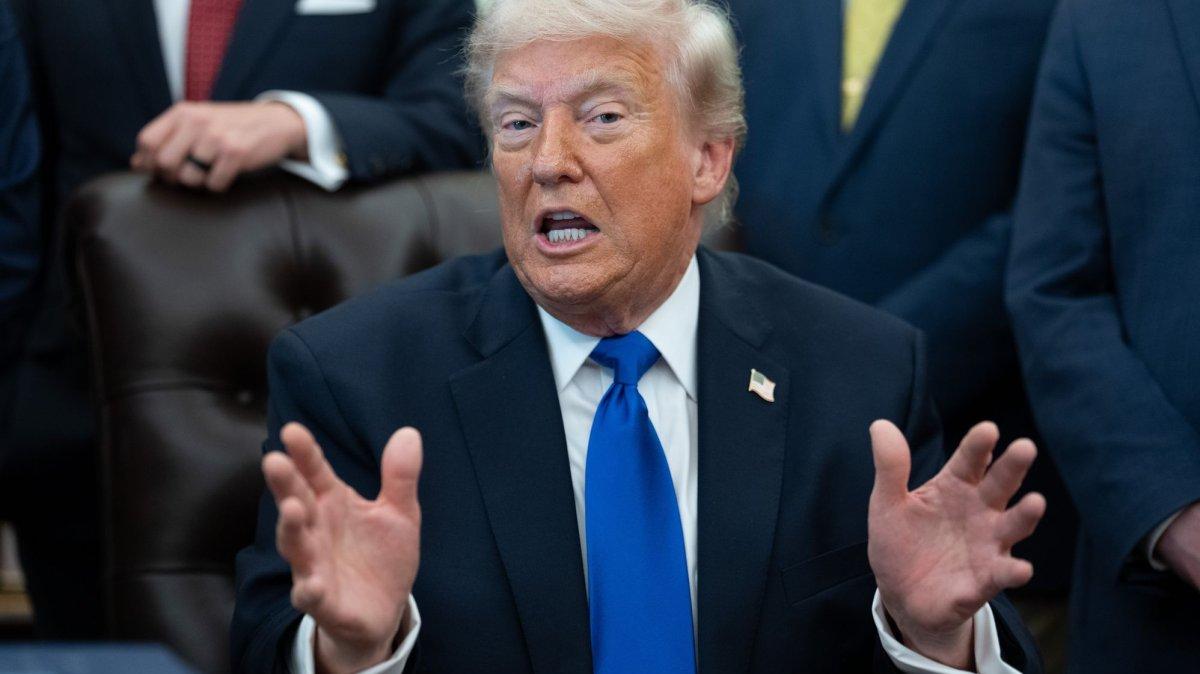 President Donald Trump takes questions in the Oval Office of the White House in Washington, D.C., on Thursday. On Friday, administration officials said a cease-fire with Iran paused the clock that required an end to hostilities or a declaration of war by Congress on Friday. Photo by Aaron Schwartz/UPI