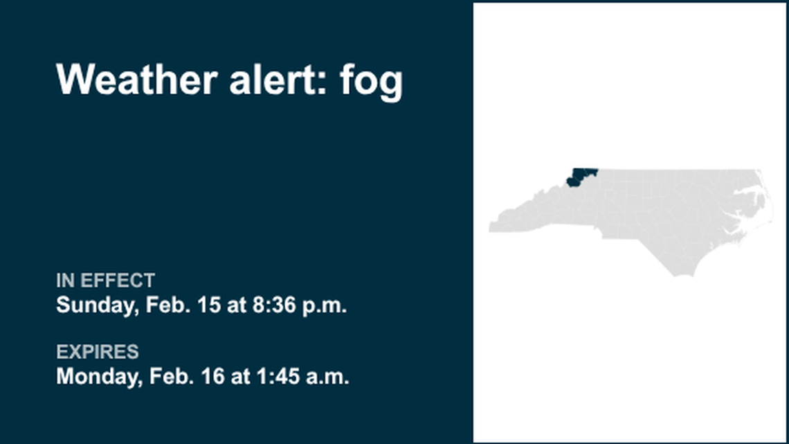 UPDATE: Be prepared for fog in NC High Country until 1 a.m. Monday 