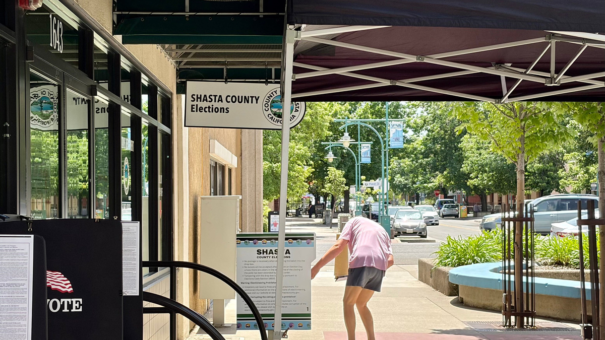 The Shasta County Elections Office in downtown Redding is shown on Tuesday, June 2, 2026, as California voters decided on the governor's race and numerous other key races at the local to national level.