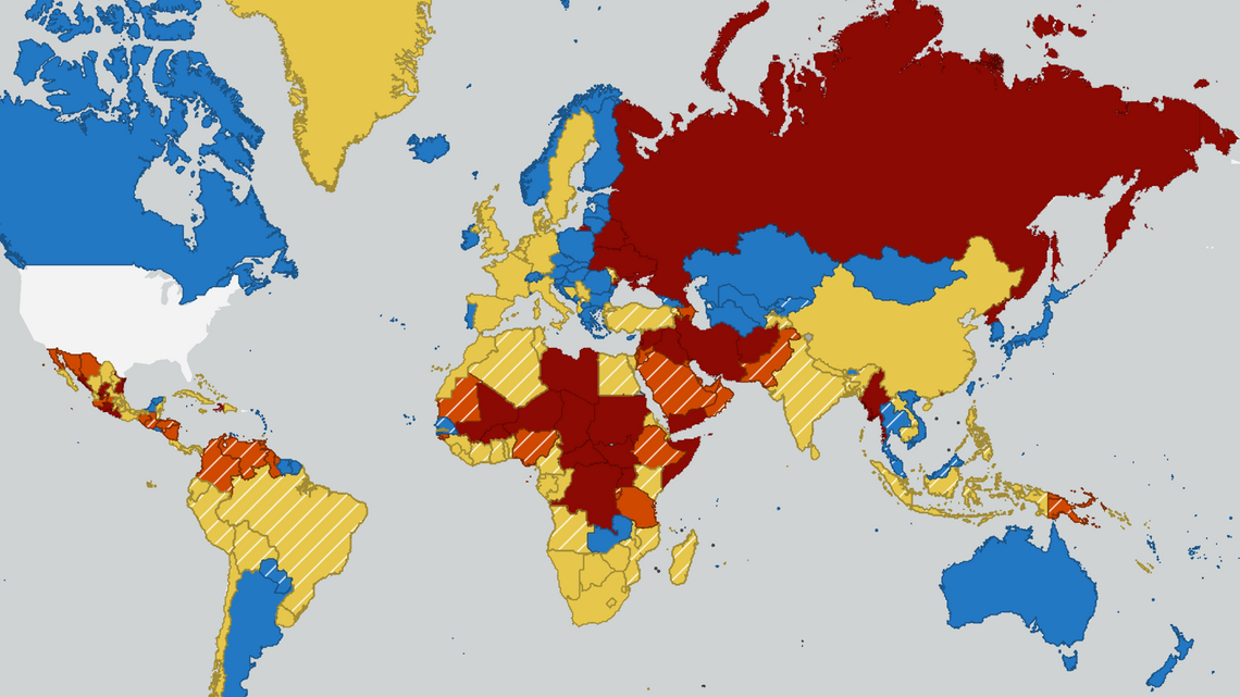 'Do Not Travel' Map Shows the 23 Countries U.S. Residents Warned Not to Visit 